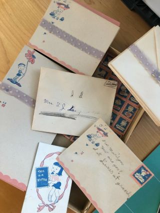 children ' s vintage stationery set with sheets,  notes,  envelopes,  stamps,  blotter 3