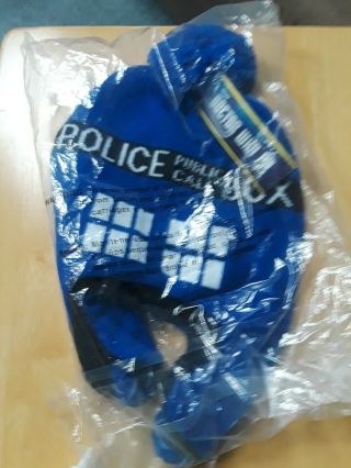 DR WHO Tardis Knit Winter Hat Cap Blue Police Box 2