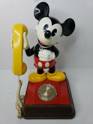 Vintage Disney Mickey Mouse Rotary Land Line Telephone Phone 15 " Tall Euc