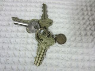 Vintage Sterling St Christopher Medal Key Chain 4 Russwin Antq Keys Horseshoe