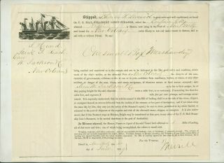 1859 U S Mail Steamship Line Steamer " Enterprise City " York Bill Of Lading