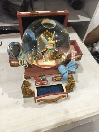 Disney Tinker Bell Hidden Treasure Chest Snow Globe Music Box
