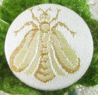 Large Woven Fabric Bee Button,  French Backmark