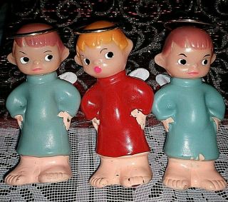 Set Of Vintage Angel Elves Ornament Light Covers With Made In Japan