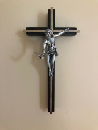 Numbered Pewter Jesus Cross Crucifix Dove In Hand Jeweled Cross Co 1999