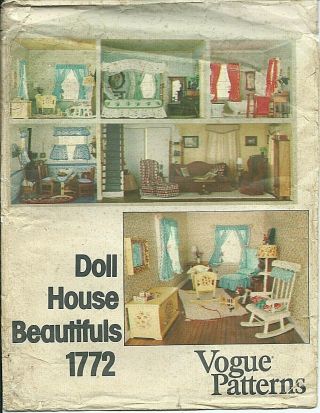 Vogue 1772 Sewing Pattern Doll House Furniture Sofa Chair Ottoman Curtains Uncut