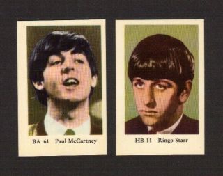 Paul Mccartney Ringo Starr The Beatles Vintage 1965 Swedish Trading Cards C