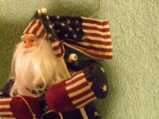 PATRIOTIC USA American FLAG SANTA CLAUS ORNAMENT - Christmas - EB10 5