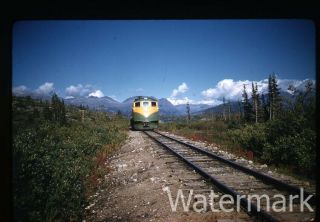 1956 Red Border Kodachrome Photo Slide White Pass Railroad Train Portage