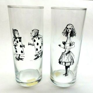 Very Rare Two Fishs Eddy " Alice In Wonderland " Libbey 6 " Glasses S/h