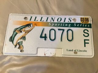 Ilinois License Plate Sporting Series Fishing Bass Rare
