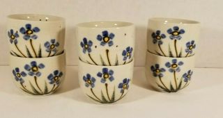 6 Vtg Japanese Tea Cups - Hand Crafted Otagiri - Japan - Blue Flower