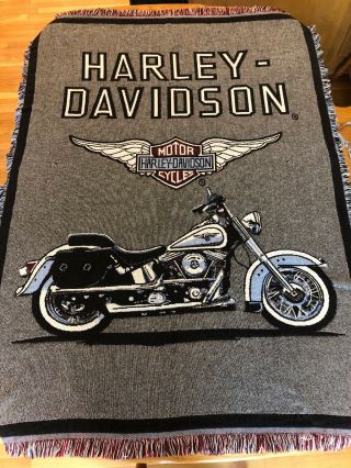 Harley Davidson Throw Blanket Motorcycle Tapestry Decor 68 X 48