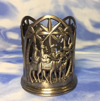 Htf 3 " Godinger Silver Art Metal Nativity Wise Men Kings Candle Holder