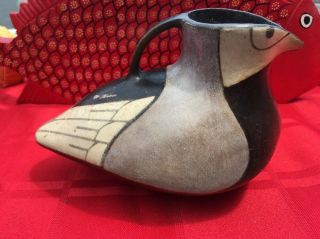 Vintage Chile Clay Pottery Pitcher Creamer Duck Hand Painted Signed