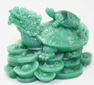 Feng Shui Green Dragon Turtle Statue Figurine Paperweight Gift Home Decor