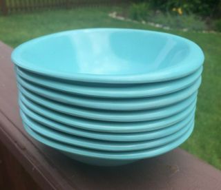 Boontonware Bowls - Set Of 8 Vintage 1950s Melmac Bowls In Turquoise