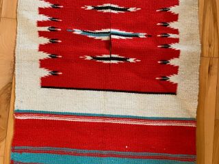 Vintage Mexican Saltillo Serape Blanket Rug Poncho Baja Cape w/ Fringe - 43x22 3