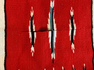 Vintage Mexican Saltillo Serape Blanket Rug Poncho Baja Cape w/ Fringe - 43x22 6