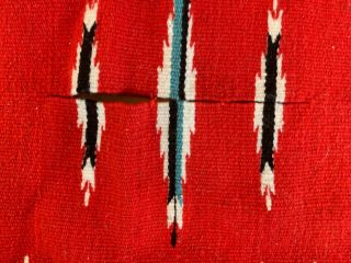 Vintage Mexican Saltillo Serape Blanket Rug Poncho Baja Cape w/ Fringe - 43x22 7