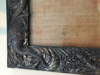 JAPANESE MEIJI SHOWA Pewter Mixed - Metals Dragons Picture Frame 8X10 