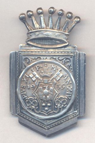 Silver Pope Pius Xi 1935 Handmade Badge Aimara Christianity Pio Xi