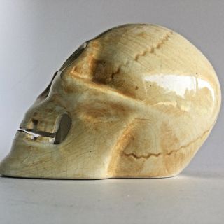 Ceramic Glazed Skull Candle Votive Holder 4