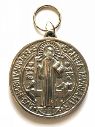 Large 4 - 3/4 Inch Vintage Saint Benedict Medal,  Albanian Priest