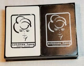 Vintage GemĀco Double Deck Playing Cards Advertising SchÖnes Haus Beauty Salons
