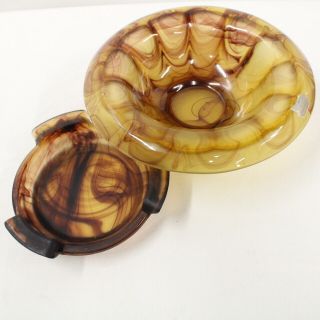 Dunklings Amber Smoked Glass Bowl & Stand 710