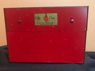 Vintage/antique Polly Prim Red Metal Recipe Cabinet Box