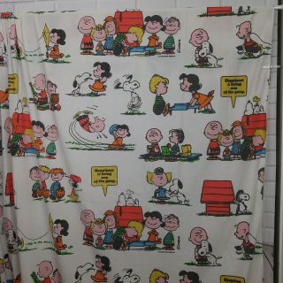 Vintage Peanuts Snoopy Twin Flat Sheet Pillowcase Happiness Gang Charlie Brown