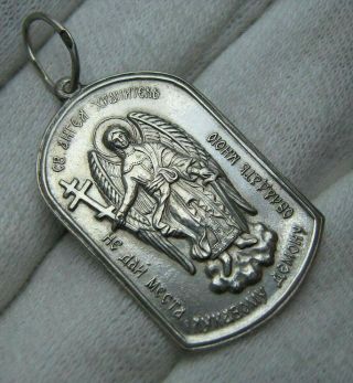 925 Sterling Silver Pendant Icon Saint Michael Archangel Patron Angel Wings 362