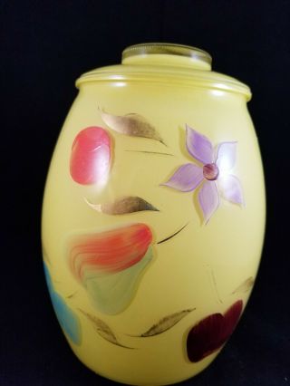 Vintage Bartlett Collins Glass Cookie Jar Yellow With Fruit And Flowers
