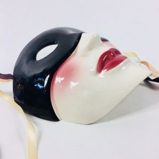 About Face - Clay Art - Vintage Ceramic Face Mask Masquerade Mardi Gras Wall Art