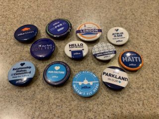 12 Assorted Jetblue Airways Pin Badge Button Rare Cremember Exclusives
