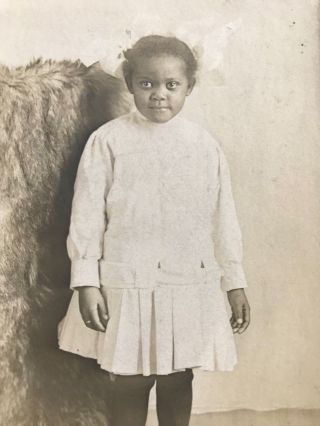 Vintage 1910 BLACK AFRICAN AMERICAN RPPC Real Photo POSTCARD Posing Young Girl 2
