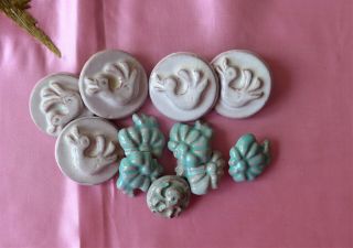 11 Collectable Ceramic Buttons - Ducks Flowers And Octopus Vgc (22)