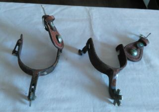 Vintage Metal And Leather Western Style Spurs