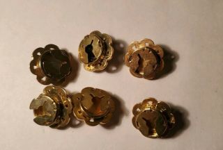 Vintage Set of Six Gold Tone Rhinestone Flower Button Covers 3