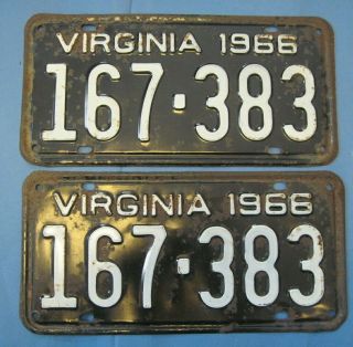 1966 Virginia License Plates Matched Pair With 383 In The Number Mopar