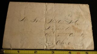 1837 Letter Pre Postal Stamps Multi Folded Red Wax Akron Ohio