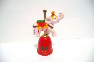 Thimble Wood Enesco Topper Of A Handpainted Carousel Circus Pink Elephant