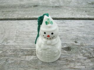 Vintage Belleek Fine Parian China Christmas Ornament Carnival Snowman Ca1