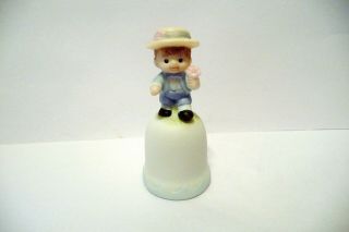 Thimble Bisque Morehead 1986 Adorable Boy In A Suit Holding A Flower Topper
