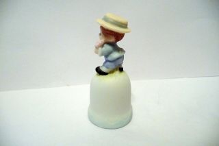 THIMBLE BISQUE MOREHEAD 1986 ADORABLE BOY IN A SUIT HOLDING A FLOWER TOPPER 2