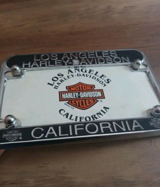 Rare Chrome Harley Davidson Los Angeles California License Plate Frame 2