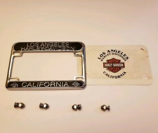 Rare Chrome Harley Davidson Los Angeles California License Plate Frame 3