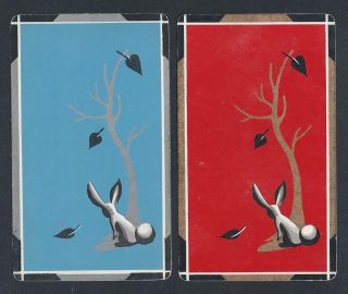 100.  577 Vintage Swap Card - Exc Pair - Art Deco Rabbits,  Lady 