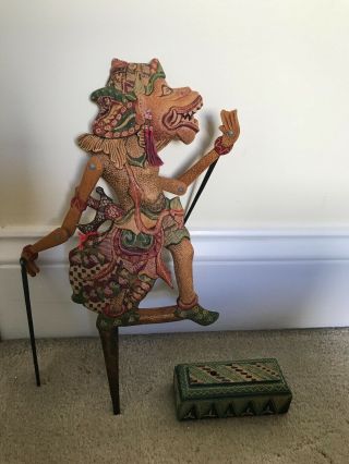 Indonesian Wooden Shadow Puppet Handmade and Painted 3